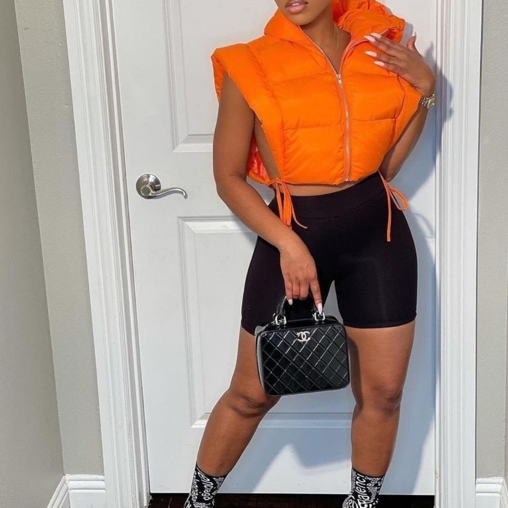 Orange puffer vest